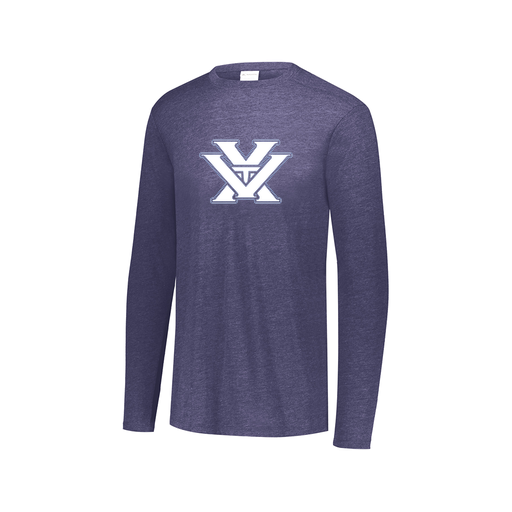 [FTLCUBNV-AXS-LOGO1] Decker Men's Tri-Blend T-Shirt - Long Sleeve (Adult XS, Navy, Logo 1)